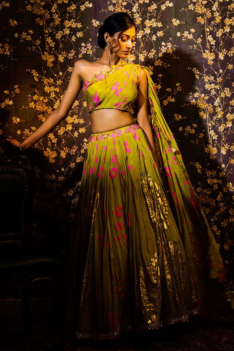 Bollywood Lehenga with One shoulder Blouse – Athulya