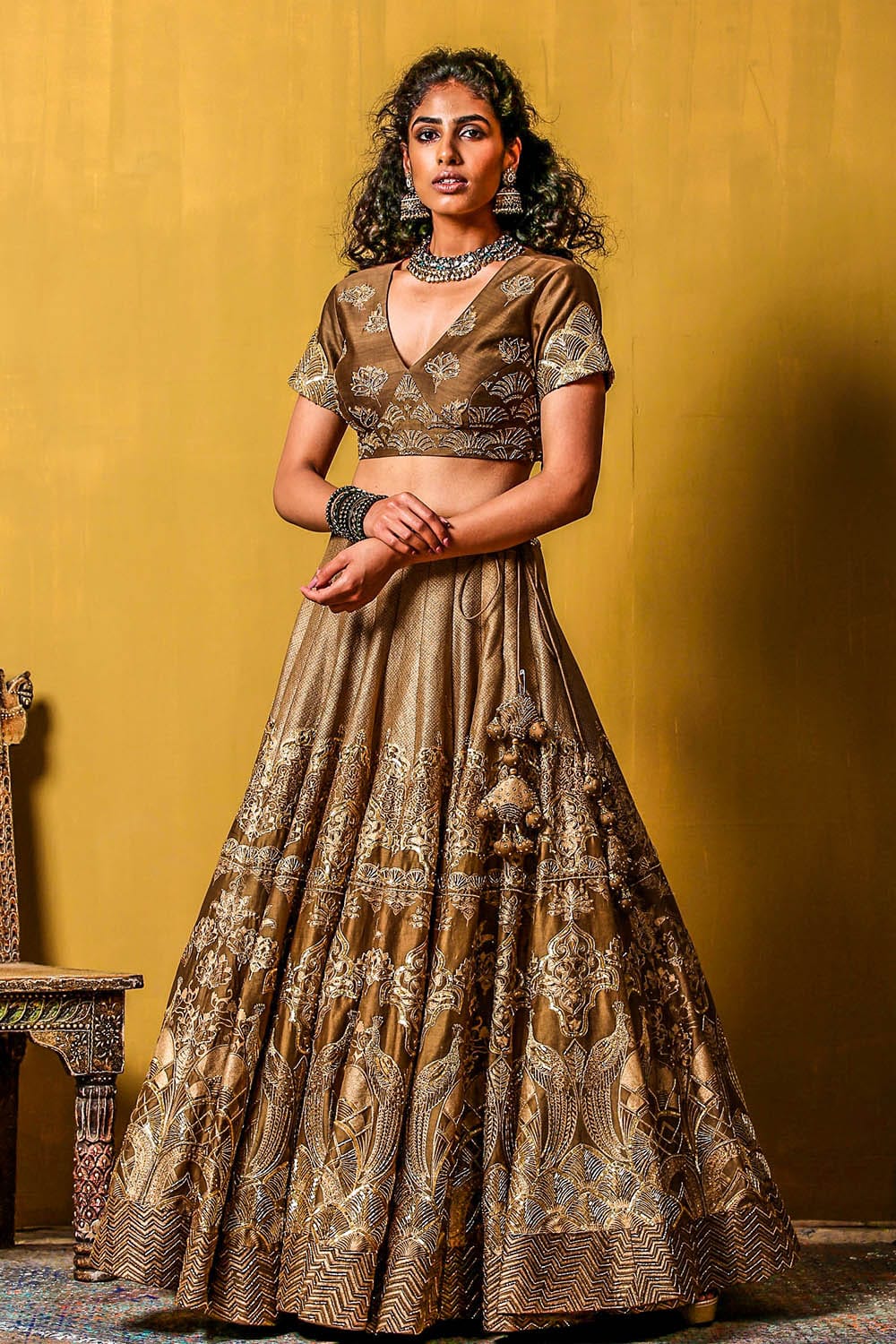 Layla Lehenga Set - Designed with Floral & Peacock Designs Lehenga Set