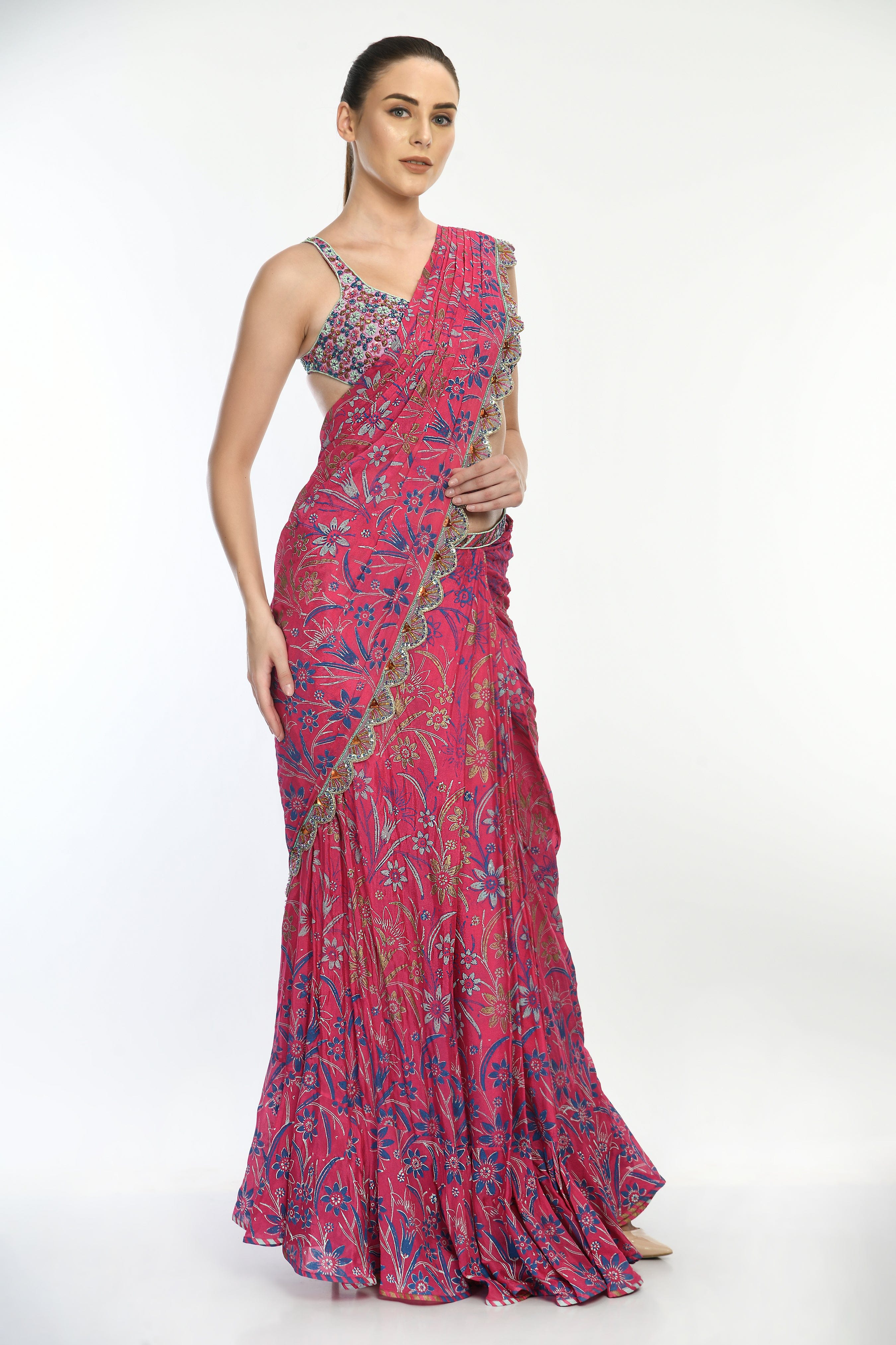 Lynna Saree: Floral Print Saree for Festive Vibe